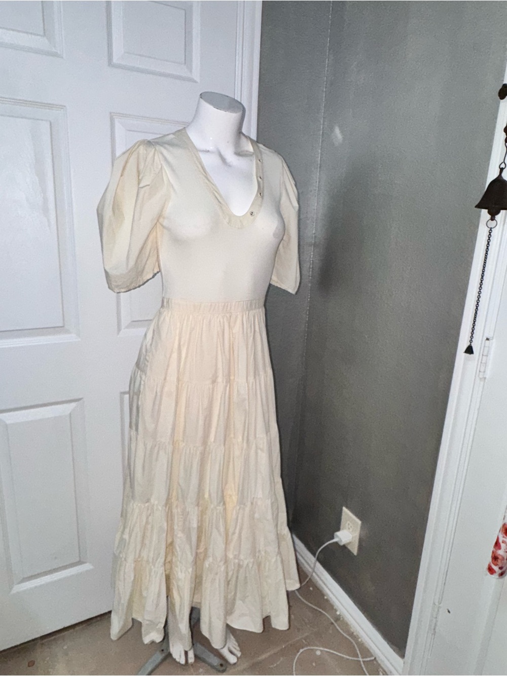 Ulla Johnson Cream Tiered Maxi Skirt
